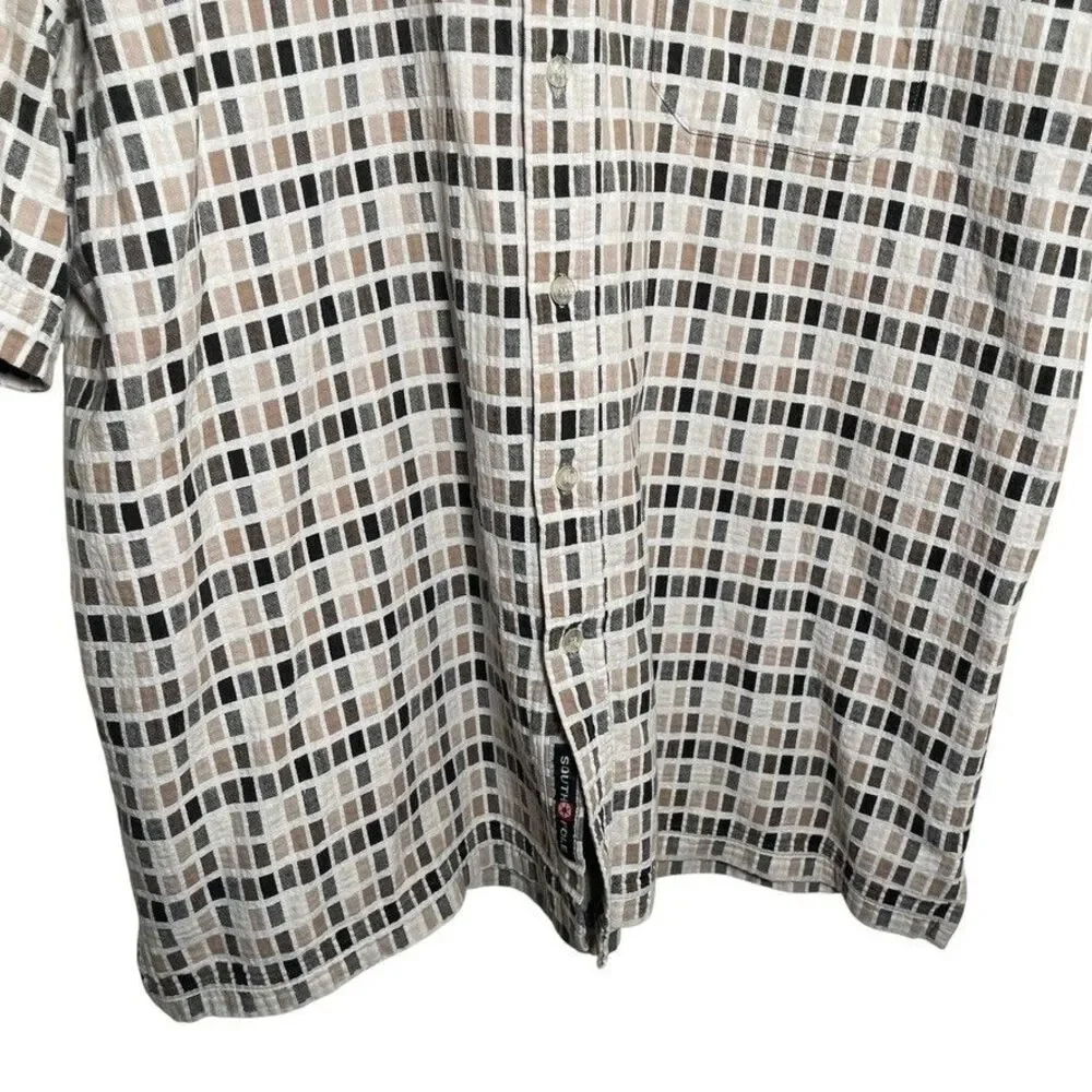 Southpole Shirt Men's XXL Textured Button Up Collared Short Sleeve Brown - Picture 3 of 9